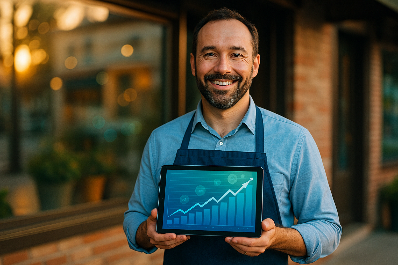 Successful business owner celebrating growth and success